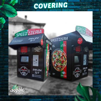 Covering adhésif sur borne à pizza